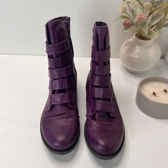 Miz Mooz Leighton Buttery Soft Leather Strapped Boots Purple Women's 11 NWOB - Picture 5 of 10